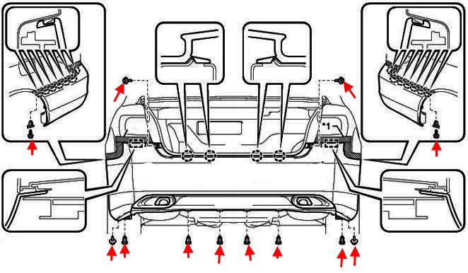 крепление заднего бампера Lexus LS (2006-2012)