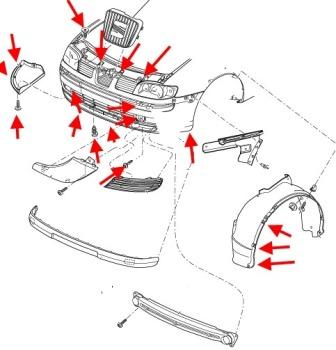 крепление переднего бампера SEAT Ibiza MK2 (1993-2002 год)