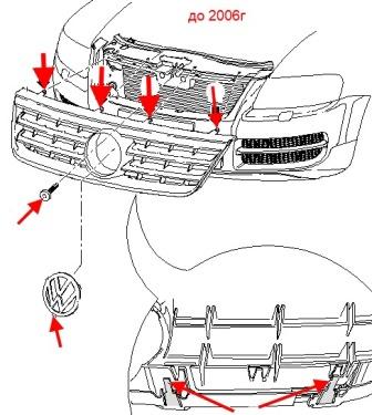 крепление решетки радиатора VW TOUAREG