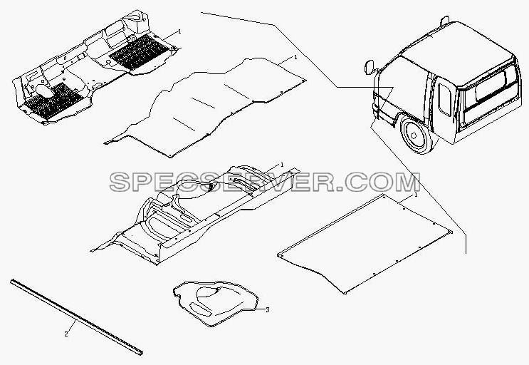 Пол кабины для BJ 1044/1065 (список запасных частей)