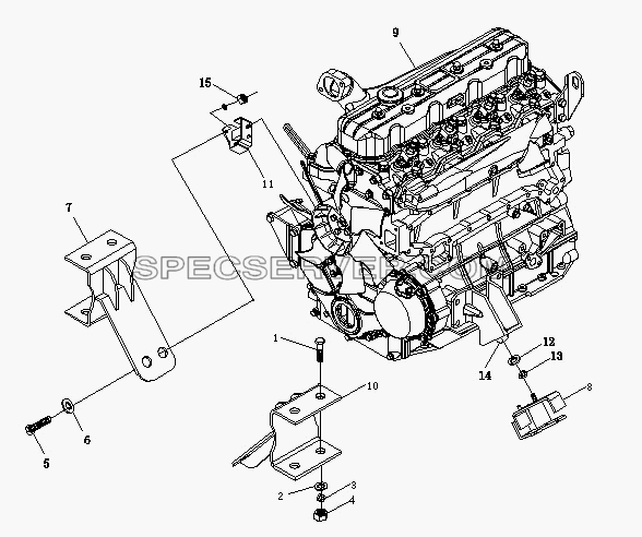 Подвеска двигателя 1044 YUNNEI для BJ 1044/1065 (список запасных частей)