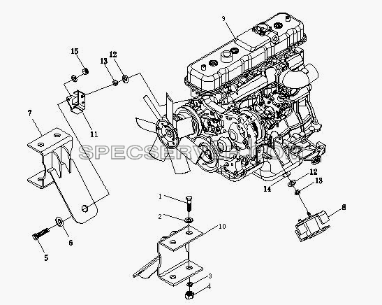 Подвеска двигателя DCD для BJ 1044/1065 (список запасных частей)