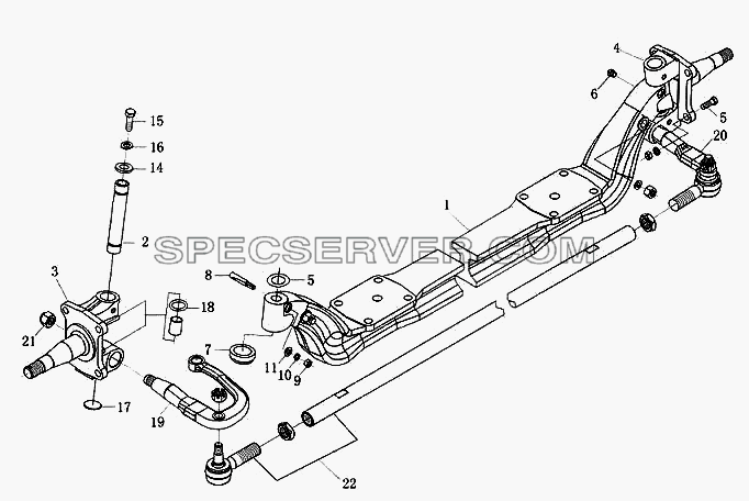 Ось передняя (I) для BJ 1044/1065 (список запасных частей)