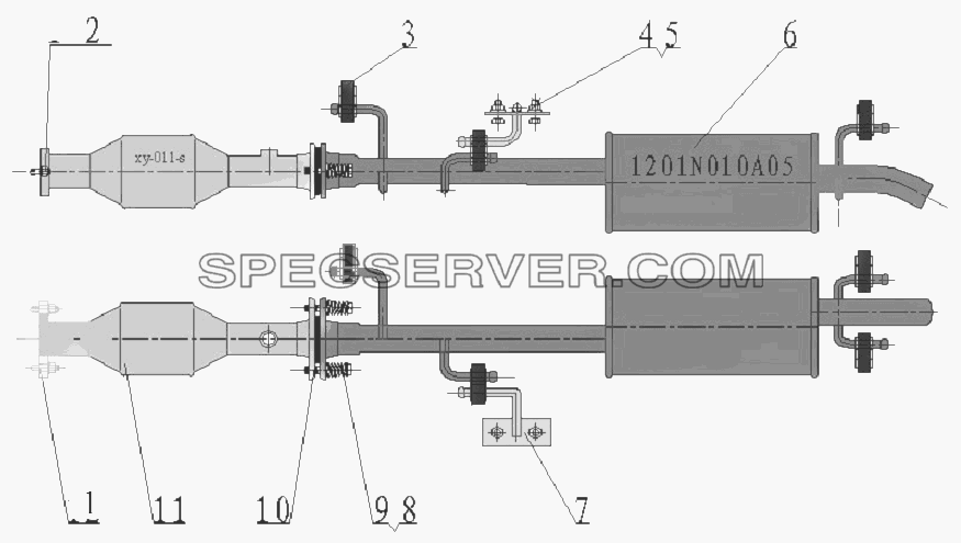 Система выпуска для BAW-33463 Tonik (список запасных частей)