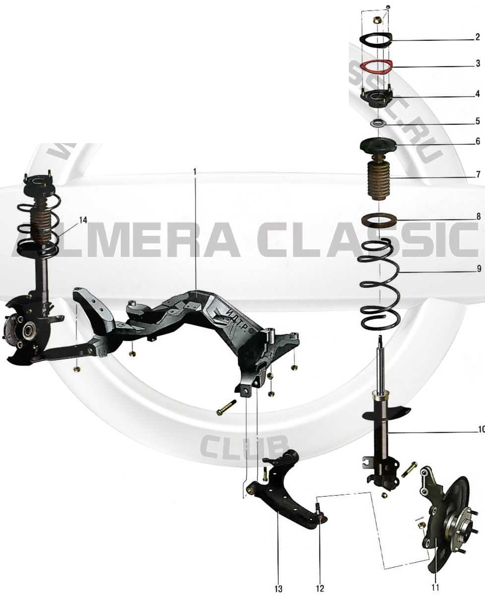 Nissan Almera Classic. ПЕРЕДНЯЯ ПОДВЕСКА. ОСОБЕННОСТИ КОНСТРУКЦИИ