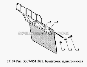 Брызговик заднего колеса для ГАЗ-33104 Валдай Евро 3 (список запасных частей)