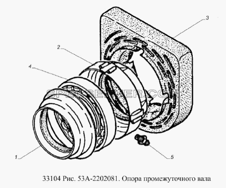 Опора промежуточного вала для ГАЗ-33104 Валдай Евро 3 (список запасных частей)