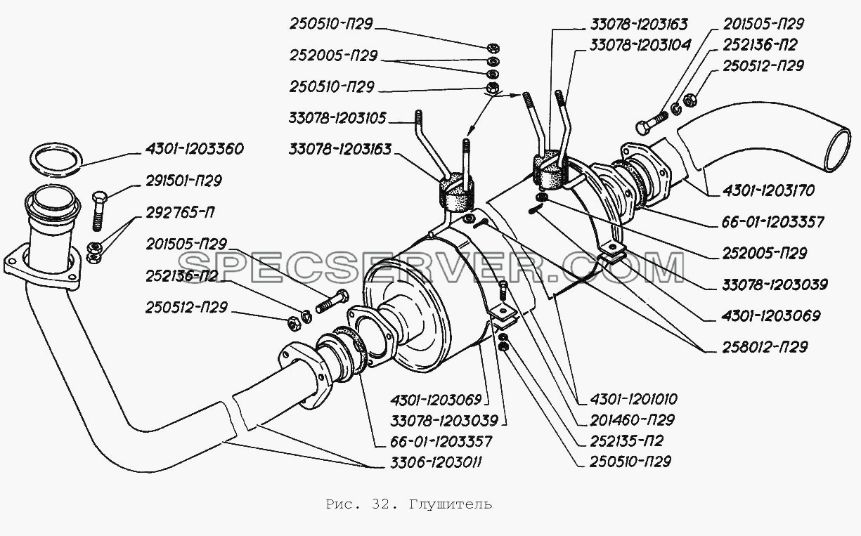 Глушитель для ГАЗА-3306 (список запасных частей)