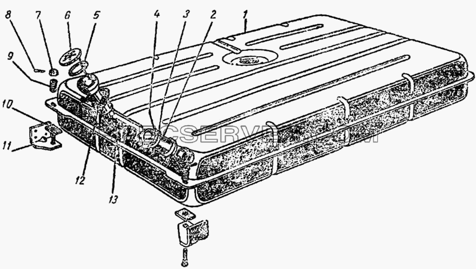 Бензиновый бак для ГАЗ-51 (63, 63А) (список запасных частей)