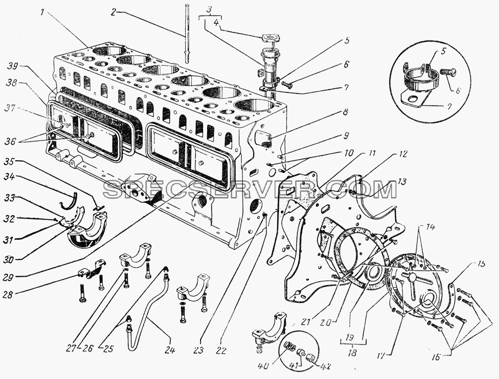 Блок цилиндров для ГАЗ-51 (63, 93) (список запасных частей)
