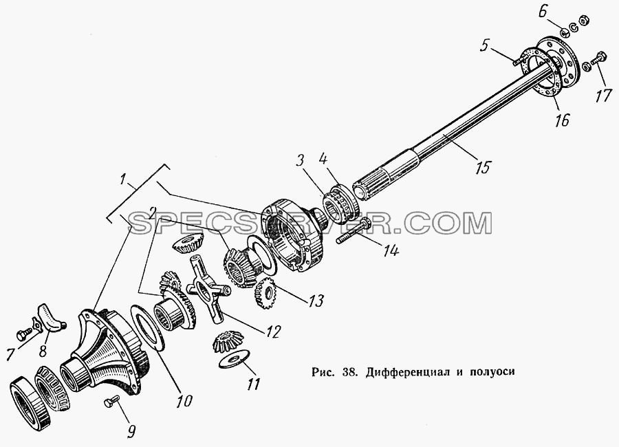 Дифференциал и полуоси для ГАЗ-52-01 (список запасных частей)