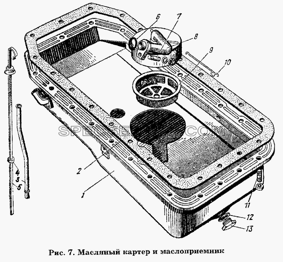 Масляный картер и маслоприемник для ГАЗ-53 А (список запасных частей)