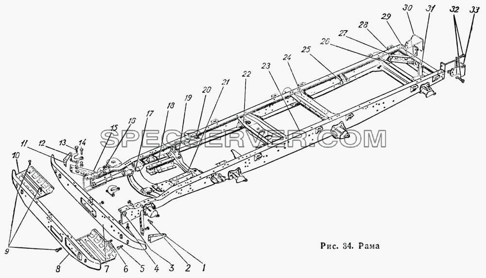 Рама для ГАЗ-66 (Каталога 1983 г.) (список запасных частей)