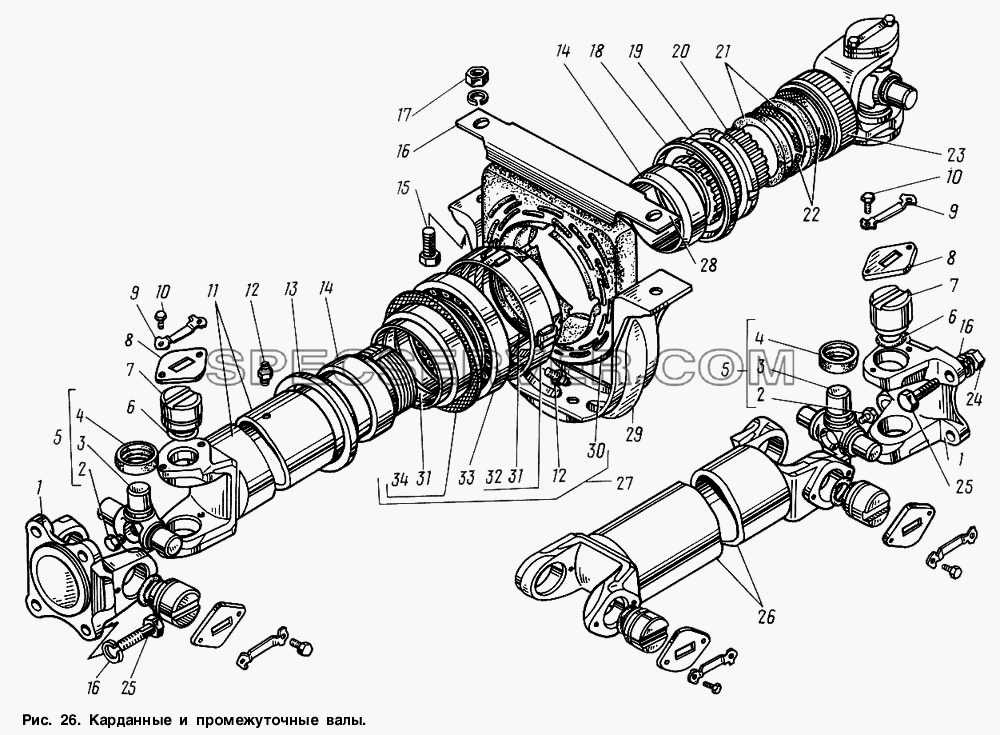 Карданные и промежуточные валы для ГАЗ-3307 (список запасных частей)