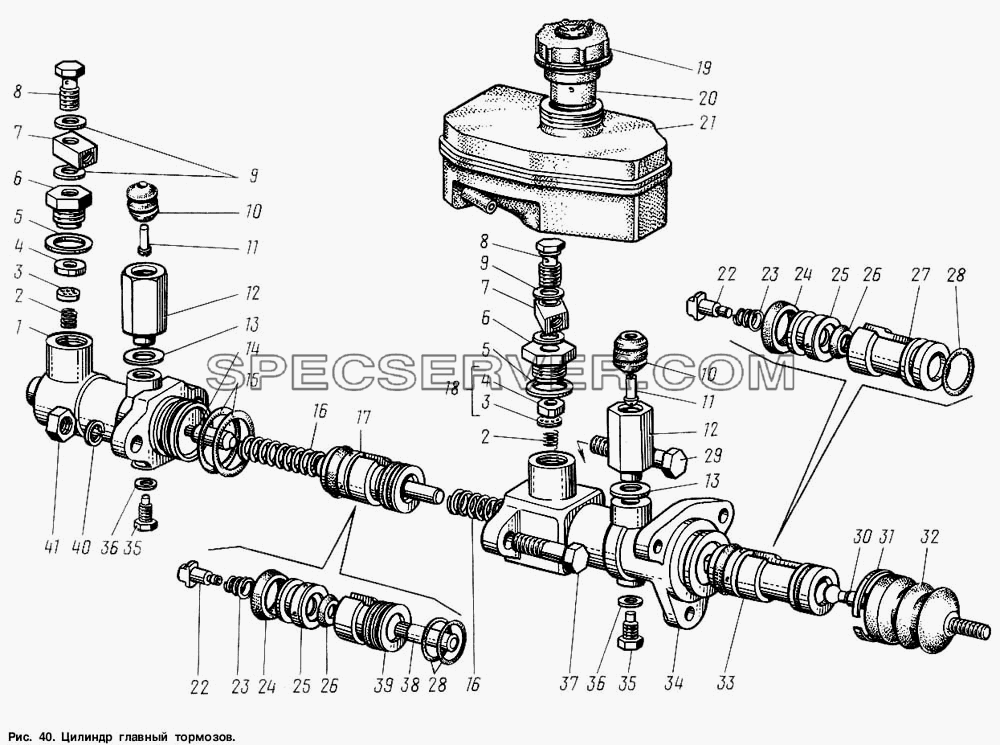 Цилиндр главный тормозов для ГАЗ-3307 (список запасных частей)