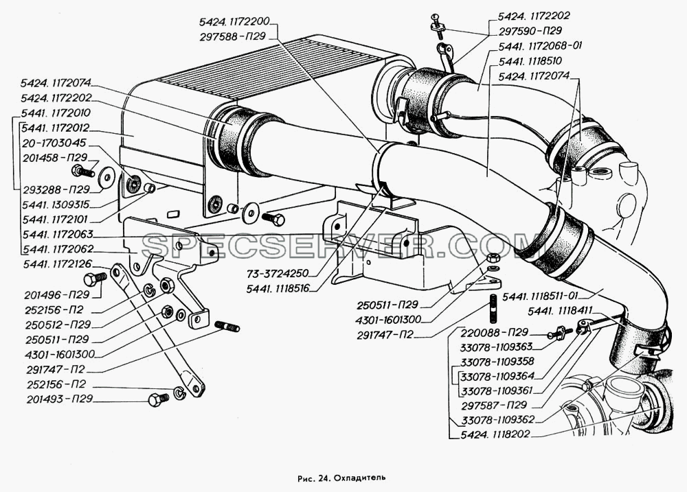 Охладитель для ГАЗ-3309 (список запасных частей)