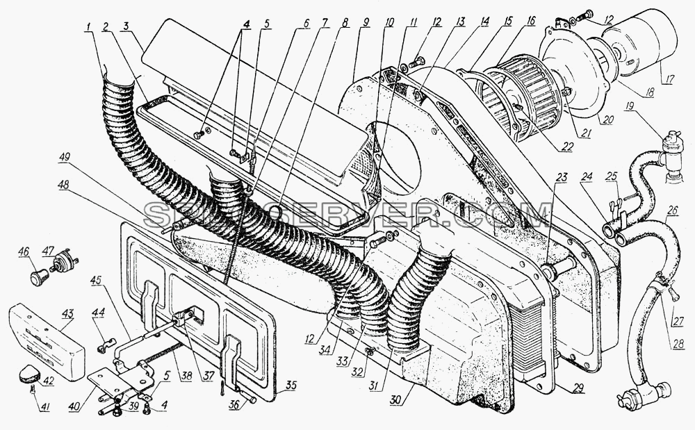 Вентиляция и отопление для ГАЗ-5312 (список запасных частей)