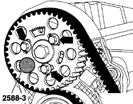 3.6.2 Снятие и установка зубчатого ремня, двигатели 1.9 л (AVB, AWX, AVF) Audi A4