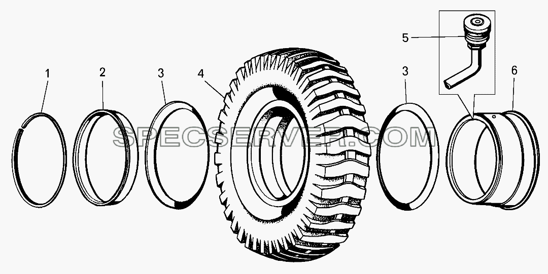 Детали колес для БелАЗ-7513 (список запасных частей)