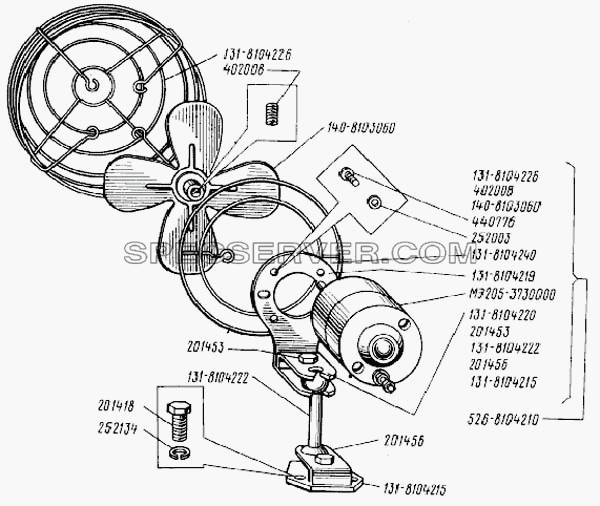 Вентилятор кабины для БелАЗ-7523 (список запасных частей)