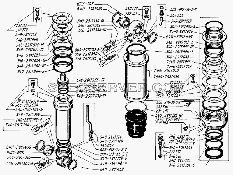 Цилиндр подвески для БелАЗ-7523 (список запасных частей)
