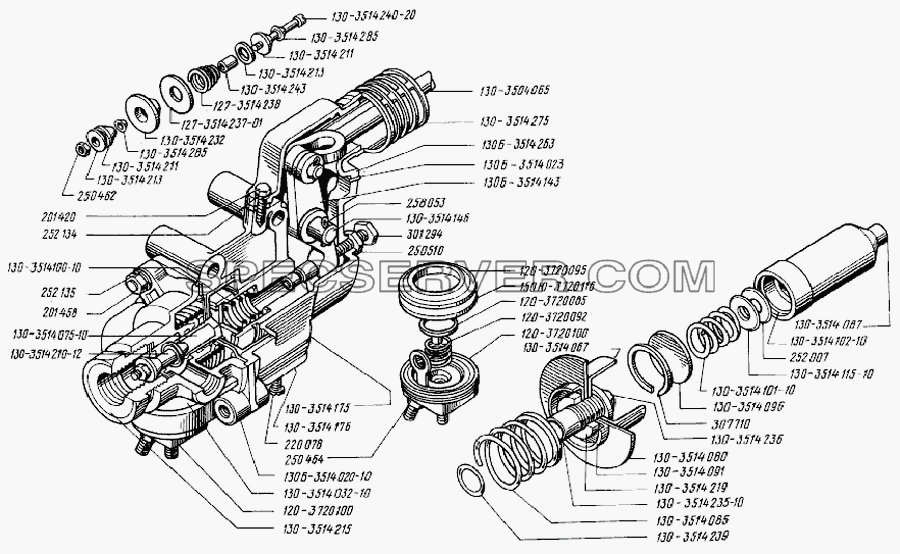 Кран тормозной для БелАЗ-7523 (список запасных частей)