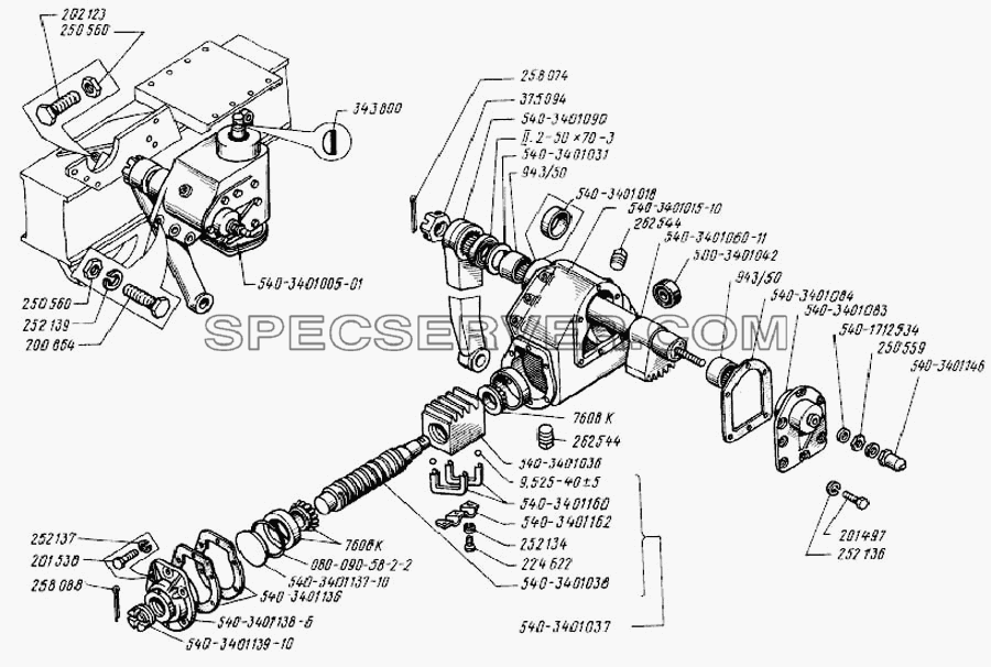 Рулевой механизм для БелАЗ-75401 (список запасных частей)
