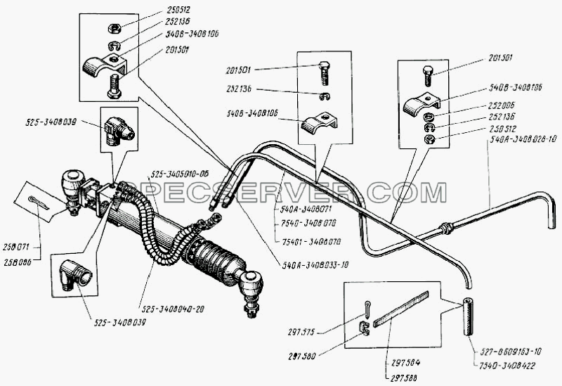 Трубопроводы рулевого управления для БелАЗ-75401 (список запасных частей)
