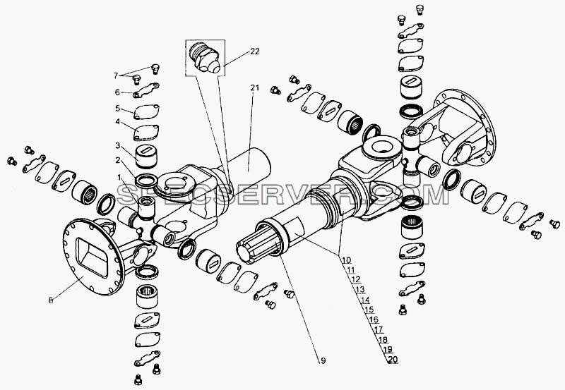 Вал карданный промежуточный для БелАЗ-7555A (список запасных частей)