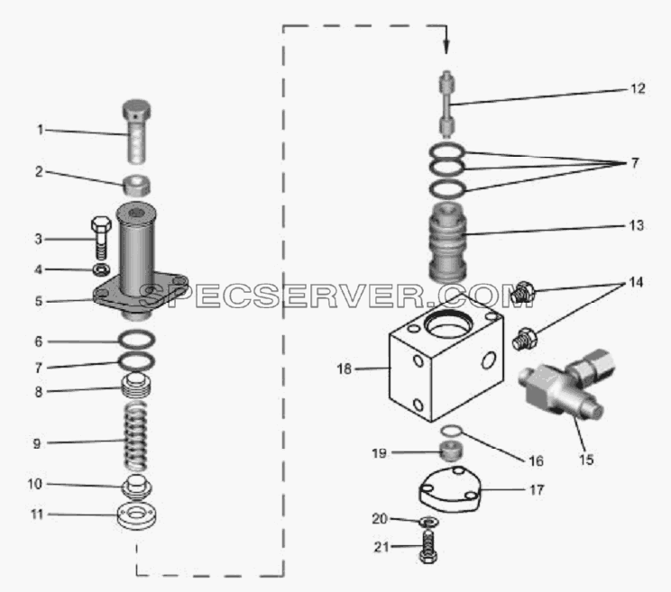 Клапан редукционный 75600-3512012 для БелАЗ-75600 (список запасных частей)