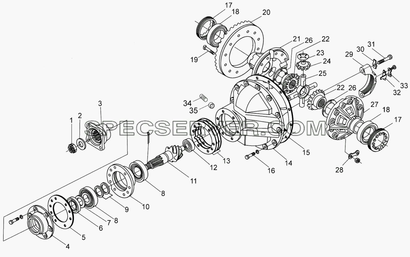 Передача главная и дифференциал для EQ-1074 (список запасных частей)