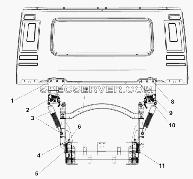 5001B-C0100 Задняя подвеска кабины для DFL-3251A Euro3 (список запасных частей)