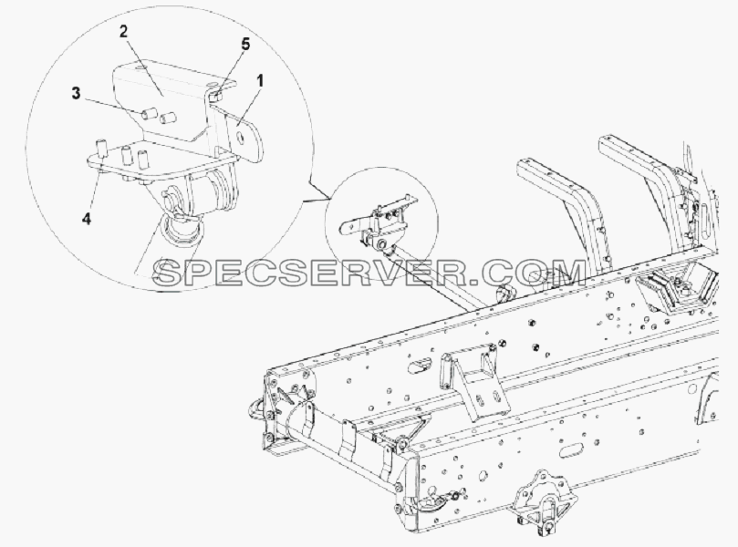5003B-C0100 Крепление гидроцилиндра подъема кабины для DFL-3251A Euro3 (список запасных частей)