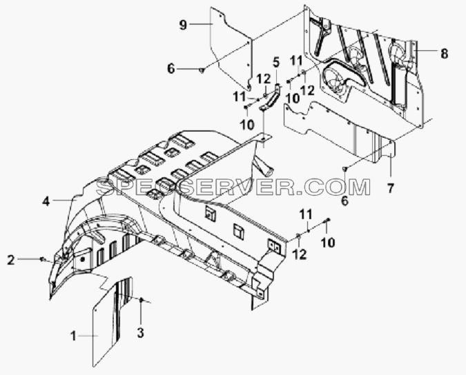 8403E-C0100 Левый внутренний брызговик для DFL-3251A Euro3 (список запасных частей)