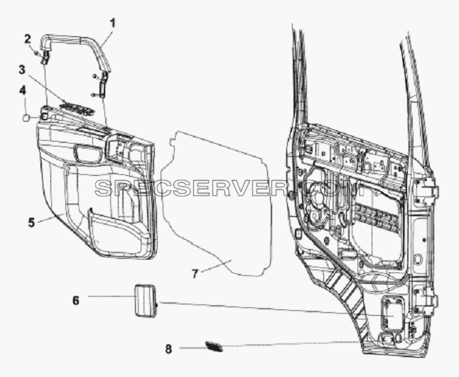 6102A-C0103 Внутренняя отделка левой двери для DFL-3251A Euro3 (список запасных частей)
