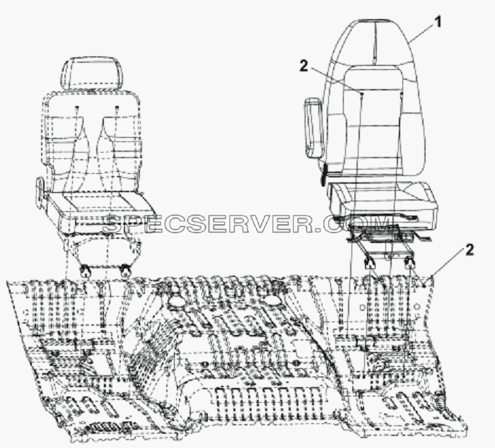 6900A-C0100 Сиденье пассажира для DFL-3251A Euro3 (список запасных частей)