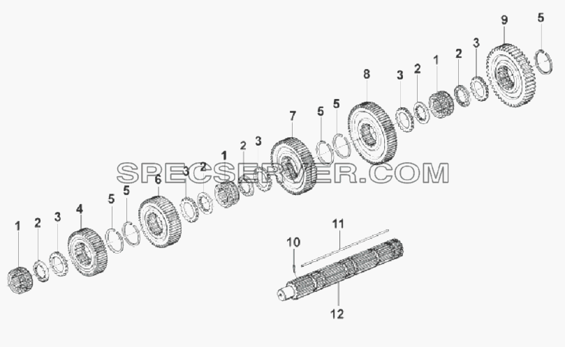 RT-11509G-02 Вторичный вал для DFL-3251A Euro3 (список запасных частей)