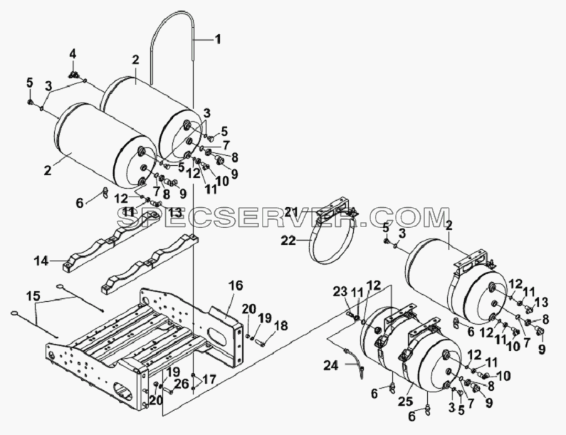 3513G-T1400 Воздушные ресиверы для DFL-3251A Euro3 (список запасных частей)
