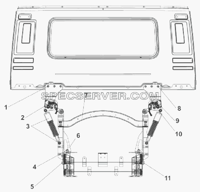 5001B-C0100 Задняя подвеска кабины для DFL-3251AXA Euro3 (список запасных частей)
