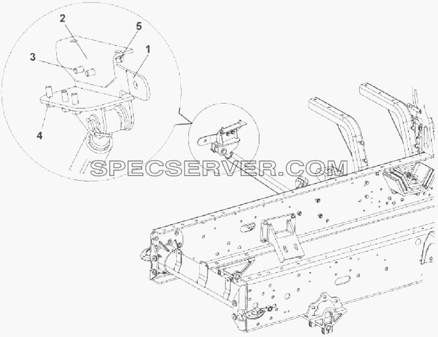 5003B-C0100 Крепление гидроцилиндра подъема кабины для DFL-3251AXA Euro3 (список запасных частей)