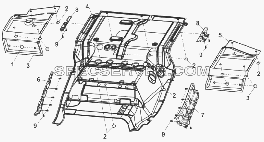 5110B-C0100 Теплоизоляционная накладка пола для DFL-3251AXA Euro3 (список запасных частей)