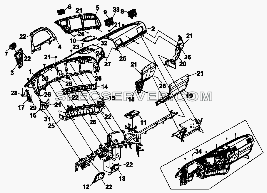 5305B-C0103 Панель приборов для DFL-3250A1-K09-003-01 (список запасных частей)