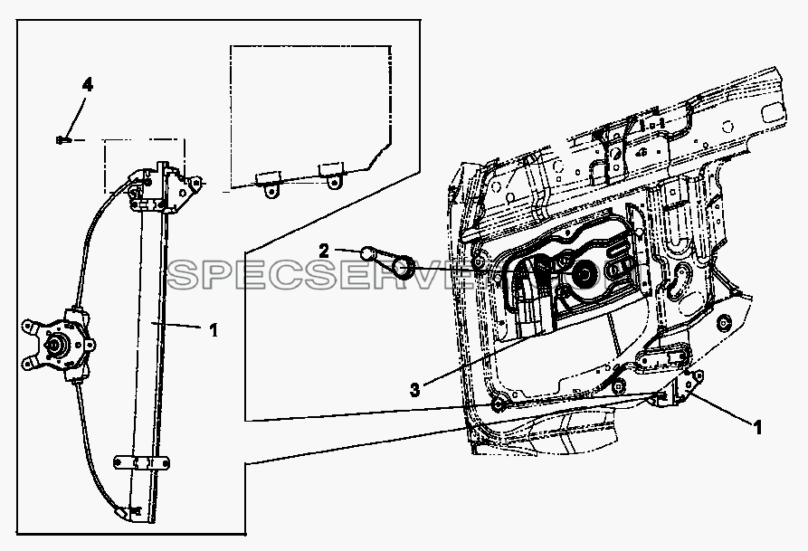 6104B-C0100 Правый стеклоподъемник в сборе для DFL-3250A1-K09-003-01 (список запасных частей)