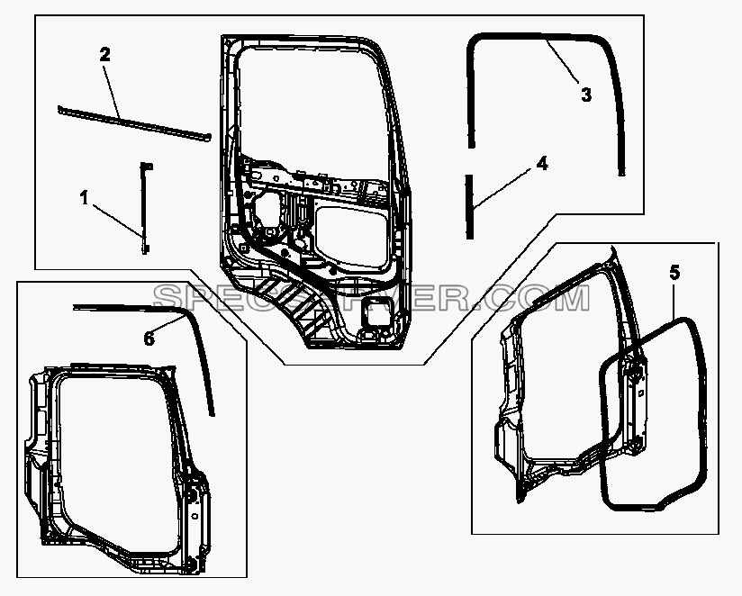 6107B-C0100 Уплотнитель правой двери для DFL-3250A1-K09-003-01 (список запасных частей)