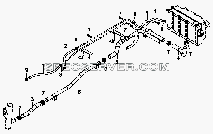 1311C-K0903 Трубопроводы системы охлаждения для DFL-3250A1-K09-003-01 (список запасных частей)