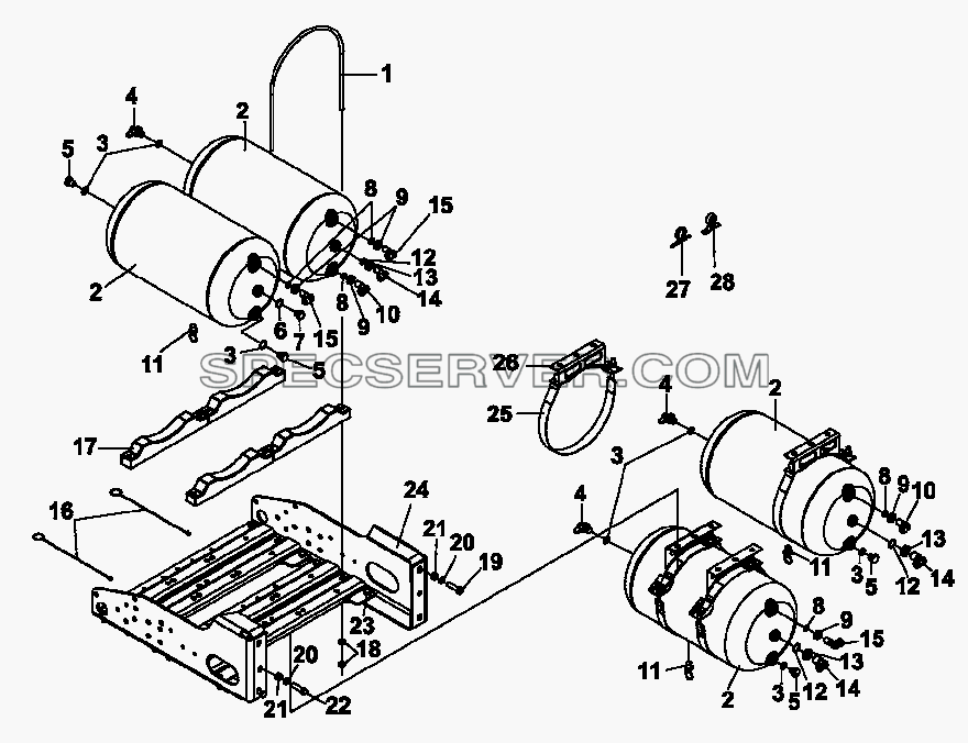 3513G-K0800 Воздушные ресиверы для DFL-3250A1-K09-003-01 (список запасных частей)