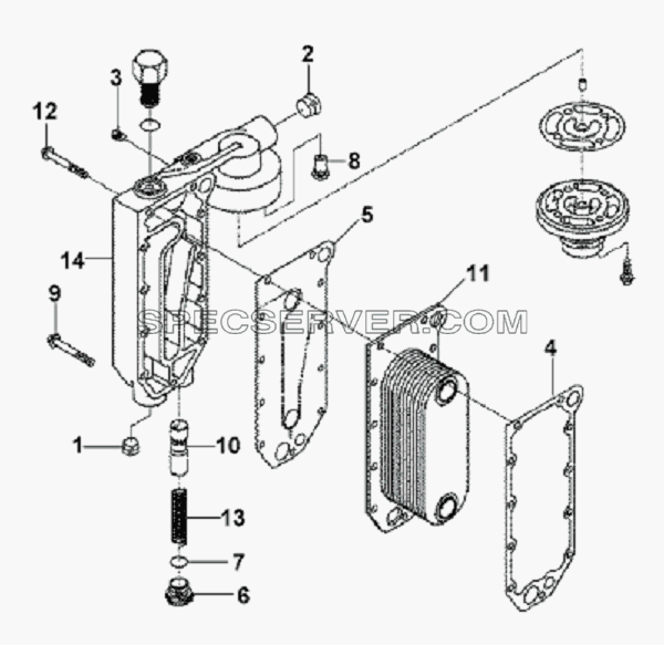 Engine Oil Cooler Subassembly для L3251A3 (вара.) (список запасных частей)