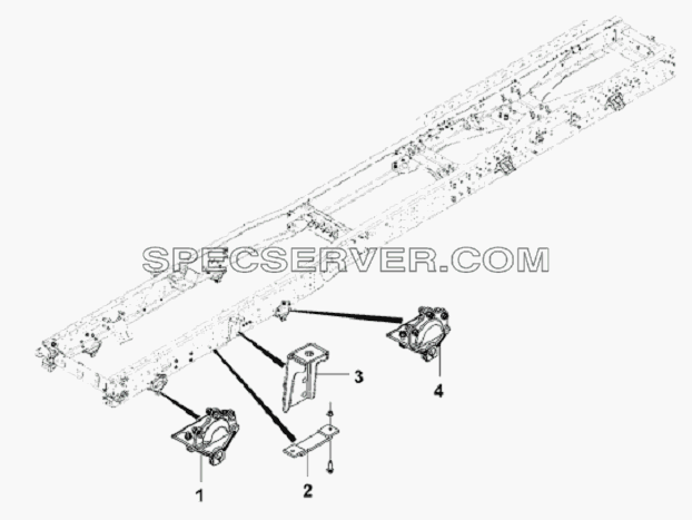Front Leaf Suspension Installation Subassembly-Trailer Frame для L3251A3 (вара.) (список запасных частей)