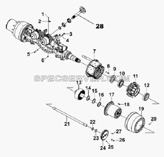 Middle Axle Installation Subassembly для L3251A3 (вара.) (список запасных частей)