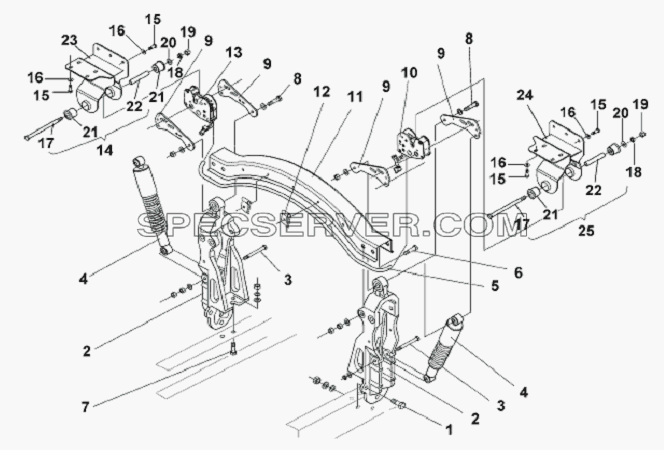 Cab Rear Suspension Subassembly -T1 Flat-roof Semi-floating для L3251A3 (вара.) (список запасных частей)